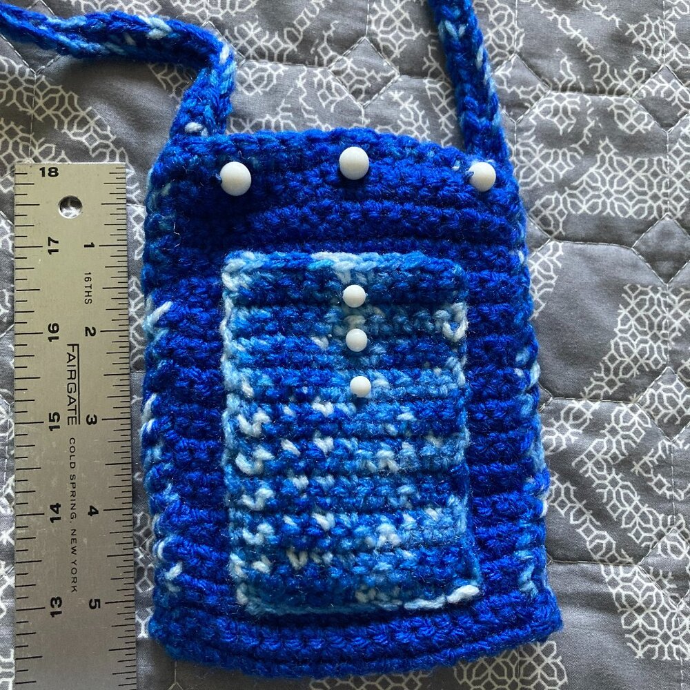 Phone / Passport Crochet Bag - Hand crafted – Blue